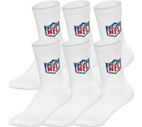 NFL Unisex Socken, 6er Pack - NFL Shield 6Pack Crew Socks, Logo, Polyester-Baumwollmischung Weiß / 43-46 43-46 Weiß