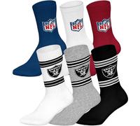 NFL Unisex Socken, 6er Pack - NFL Teams, 6Pack Crew Socks, Football, Logo, Baumwollmischung 39-42 Bunt