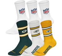 Kurzsocken NFL "Socken NFL 6Pack Crew Socks 6er Pack", Herren, Gr. 39-42, bunt (grün bay packers, weiß), Obermaterial: 58% Baumwolle CO. 39% Polyester PES. 3% Elasthan EL., Socken (36642029-39) grün b
