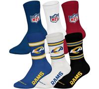 NFL Unisex Socken, 6er Pack - NFL Teams, 6Pack Crew Socks, Football, Logo, Baumwollmischung 39-42 LA Rams/Mix