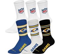 NFL Unisex Socken, 6er Pack - NFL Teams, 6Pack Crew Socks, Football, Logo, Baumwollmischung 39-42 LA Rams/Weiß