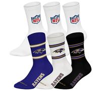 NFL Unisex Socken, 6er Pack - NFL Teams, 6Pack Crew Socks, Football, Logo, Baumwollmischung 39-42 Mehrfarbig