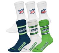 Kurzsocken NFL "Socken NFL 6Pack Crew Socks 6er Pack", Herren, Gr. 39-42, bunt (seattle seahawks, weiß), Obermaterial: 58% Baumwolle CO. 39% Polyester PES. 3% Elasthan EL., Socken (36994755-39) seattl