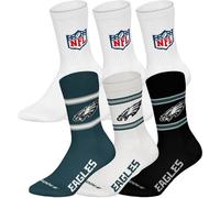 Kurzsocken NFL "Socken NFL 6Pack Crew Socks 6er Pack", Herren, Gr. 39-42, bunt (philadelphia eagles, weiß), Obermaterial: 58% Baumwolle CO. 39% Polyester PES. 3% Elasthan EL., Socken (51500000-39) phi
