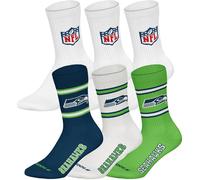 NFL Unisex Socken, 6er Pack - NFL Teams, 6Pack Crew Socks, Football, Logo, Baumwollmischung 39-42 Seattle Seahawks/Weiß