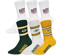 Kurzsocken NFL "Socken NFL 6Pack Crew Socks 6er Pack", Herren, Gr. 39-42, bunt (grün bay packers, weiß), Obermaterial: 58% Baumwolle CO. 39% Polyester PES. 3% Elasthan EL., Socken (36642029-39) grün b