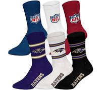 NFL Unisex Socken, 6er Pack - NFL Teams, 6Pack Crew Socks, Football, Logo, Baumwollmischung 43-46 Bunt