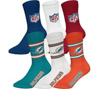 NFL Unisex Socken, 6er Pack - NFL Teams, 6Pack Crew Socks, Football, Logo, Baumwollmischung 43-46 Bunt