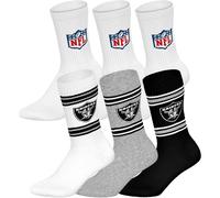 NFL Unisex Socken, 6er Pack - NFL Teams, 6Pack Crew Socks, Football, Logo, Baumwollmischung 43-46 Las Vegas Raiders/Weiß
