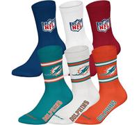 Kurzsocken NFL "Socken NFL 6Pack Crew Socks 6er Pack", Herren, Gr. 43-46, bunt (miami dolphins, mix), Obermaterial: 58% Baumwolle CO. 39% Polyester PES. 3% Elasthan EL., Socken (72276758-43) miami dol