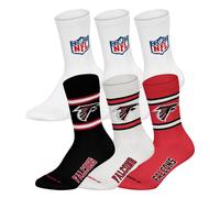 NFL Unisex Socken, 6er Pack - NFL Teams, 6Pack Crew Socks, Football, Logo, Baumwollmischung Atlanta Falcons/Weiß 39-42
