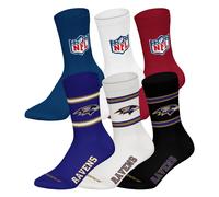 NFL Unisex Socken, 6er Pack - NFL Teams, 6Pack Crew Socks, Football, Logo, Baumwollmischung Baltimore Ravens/Mix 39-42