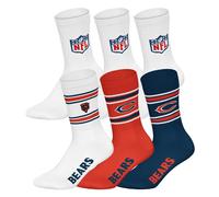 NFL Unisex Socken, 6er Pack - NFL Teams, 6Pack Crew Socks, Football, Logo, Baumwollmischung Chicago Bears 2/Weiß 39-42
