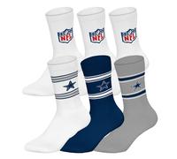 NFL Unisex Socken, 6er Pack - NFL Teams, 6Pack Crew Socks, Football, Logo, Baumwollmischung Dallas Cowboys/Weiß 43-46
