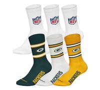 Kurzsocken NFL "Socken NFL 6Pack Crew Socks 6er Pack", Herren, Gr. 39-42, bunt (grün bay packers, weiß), Obermaterial: 58% Baumwolle CO. 39% Polyester PES. 3% Elasthan EL., Socken (36642029-39) grün b