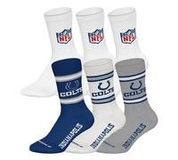 NFL Unisex Socken, 6er Pack - NFL Teams, 6Pack Crew Socks, Football, Logo, Baumwollmischung Indianapolis Colts/Weiß 43-46