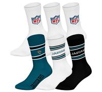 NFL Unisex Socken, 6er Pack - NFL Teams, 6Pack Crew Socks, Football, Logo, Baumwollmischung Jacksonville Jaguars/Weiß 43-46