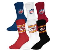 NFL Unisex Socken, 6er Pack - NFL Teams, 6Pack Crew Socks, Football, Logo, Baumwollmischung Kansas City Chiefs/Mix 43-46