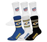NFL Unisex Socken, 6er Pack - NFL Teams, 6Pack Crew Socks, Football, Logo, Baumwollmischung LA Rams/Weiß 39-42