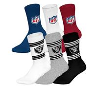 NFL Unisex Socken, 6er Pack - NFL Teams, 6Pack Crew Socks, Football, Logo, Baumwollmischung Las Vegas Raiders/Mix 39-42