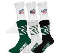 NFL Unisex Socken, 6er Pack - NFL Teams, 6Pack Crew Socks, Football, Logo, Baumwollmischung New York Jets/Weiß 39-42