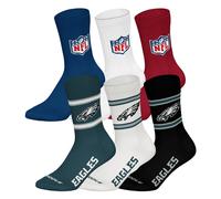 NFL Unisex Socken, 6er Pack - NFL Teams, 6Pack Crew Socks, Football, Logo, Baumwollmischung Philadelphia Eagles/Mix 39-42