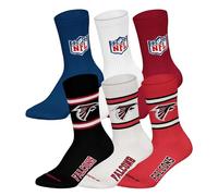 NFL Unisex Socken, 6er Pack Teams, 6Pack Crew Socks, Football, Logo, Baumwollmischung Atlanta Falcons/Mix 43-46