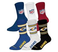 NFL Unisex Socken, 6er Pack Teams, 6Pack Crew Socks, Football, Logo, Baumwollmischung LA Rams/Mix 39-42