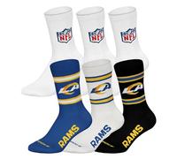 NFL Unisex Socken, 6er Pack Teams, 6Pack Crew Socks, Football, Logo, Baumwollmischung LA Rams/Weiß 39-42