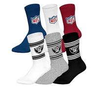 NFL Unisex Socken, 6er Pack Teams, 6Pack Crew Socks, Football, Logo, Baumwollmischung Las Vegas Raiders/Mix 39-42