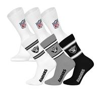 NFL Unisex Socken, 6er Pack Teams, 6Pack Crew Socks, Football, Logo, Baumwollmischung Las Vegas Raiders/Weiß 39-42