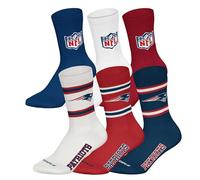 NFL Unisex Socken, 6er Pack Teams, 6Pack Crew Socks, Football, Logo, Baumwollmischung New England Patriots/Mix 43-46