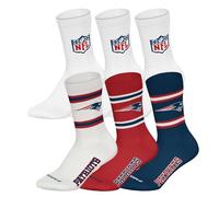 NFL Unisex Socken, 6er Pack Teams, 6Pack Crew Socks, Football, Logo, Baumwollmischung New England Patriots 2/Weiß 43-46