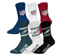 NFL Unisex Socken, 6er Pack Teams, 6Pack Crew Socks, Football, Logo, Baumwollmischung Phildadelphia Eagles/Mix 43-46