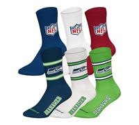 NFL Unisex Socken, 6er Pack Teams, 6Pack Crew Socks, Football, Logo, Baumwollmischung Seattle Seahawks/Mix 43-46