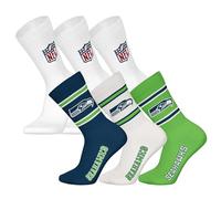 NFL Unisex Socken, 6er Pack Teams, 6Pack Crew Socks, Football, Logo, Baumwollmischung Seattle Seahawks/Weiß 43-46