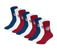 NFL Unisex Socken, 9er Pack - NFL Shield 9Pack Crew Socks, Logo, Baumwollmischung Dunkelblau/Weiß/Rot 43-46