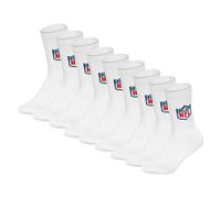 NFL Unisex Socken, 9er Pack - NFL Shield 9Pack Crew Socks, Logo, Baumwollmischung Weiß / 43-46 43-46 Weiß