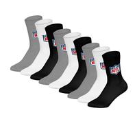 NFL Unisex Socken, 9er Pack - NFL Shield 9Pack Crew Socks, Logo, Baumwollmischung Weiß/Grau/Schwarz 43-46