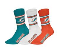 NFL Unisex Socken, 3er Pack - NFL Teams, 3Pack Crew Socks, Football, Logo, Baumwollmischung Miami Dolphins 43-46