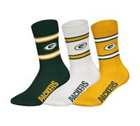 NFL Socken 3er Pack Crew – Green Bay Packers – Logo, Baumwollmischung – Grün/Weiß/Gelb – 39/42