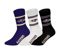 NFL Socken Baltimore Ravens – Unisex 3er-Pack Crew-Socken, Logo, Baumwollmischung, Gr. 39-42