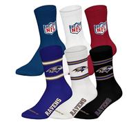 NFL Unisex Team Crew Socken, 6er Pack | Weicher Baumwoll-Mix, gerippter Bund mit Streifen und Logo, atmungsaktiv, pflegeleicht