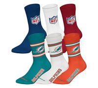 NFL Unisex Team Crew Socken, 6er Pack | Weicher Baumwoll-Mix, gerippter Bund mit Streifen und Logo, atmungsaktiv, pflegeleicht