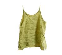 NFYM Ärmelloses Camisole für Damen, Ramie-T-Shirt, Bluse, Tankshirt, Grün , Einheitsgröße