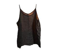 NFYM Ärmelloses Camisole für Damen, Ramie-T-Shirt, Bluse, Tankshirt, Schwarz, Einheitsgröße