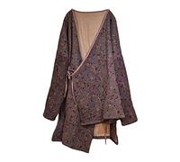 NFYM Damen Frühling Kimono Cardigan Wickeljacke Retro Hanfu-Stil Bedruckte Trenchjacke mit Selbstbinden, violett, Einheitsgröße