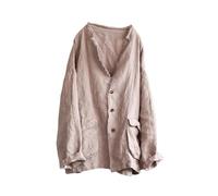 NFYM Damen Herbst-Leinenjacke, Hippie, ausgefranster Saum, Oberbekleidung, Kleidung, leichte Mäntel mit Taschen, Pink, Einheitsgröße
