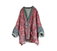 NFYM Damen-Herbstjacke, leicht, dünn, gesteppt, vorne offen, Vintage, bedruckt, Patchwork, kurze Mäntel, Rot/Ausflug, einfarbig (Getaway Solids), Einheitsgröße