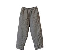 NFYM Damen Winterhose aus warmem Leinen, gesteppt, knöchellang, dick gepolstert, gerade Hose mit Taschen, Olivgrün, Einheitsgröße